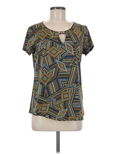 Pre-owned Melissa Paige Short Sleeve Blouse In Blue