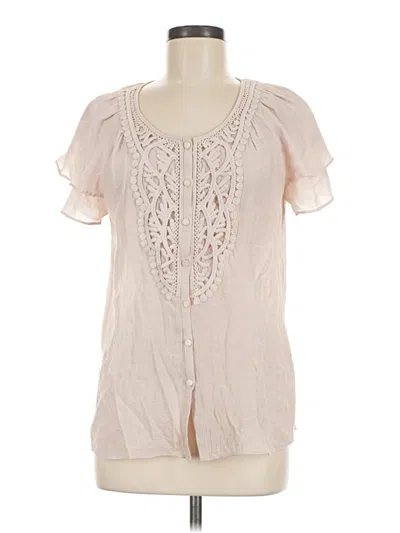 Pre-owned Melissa Paige Short Sleeve Blouse In Ivory