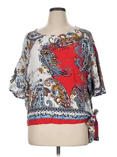 Pre-owned Melissa Paige Short Sleeve Blouse In Red