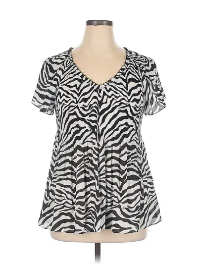 Pre-owned Melissa Paige Short Sleeve Blouse In Silver