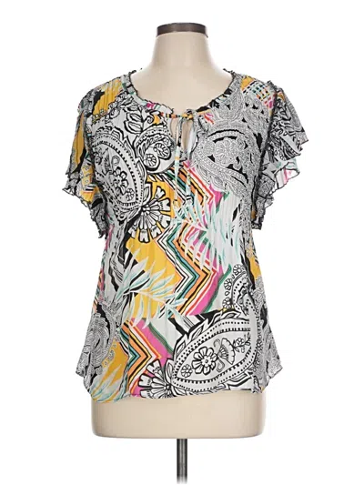 Pre-owned Melissa Paige Short Sleeve Blouse In Silver