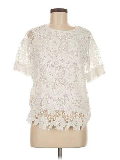 Pre-owned Melissa Paige Short Sleeve Blouse In White