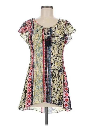 Pre-owned Melissa Paige Short Sleeve Blouse In Yellow