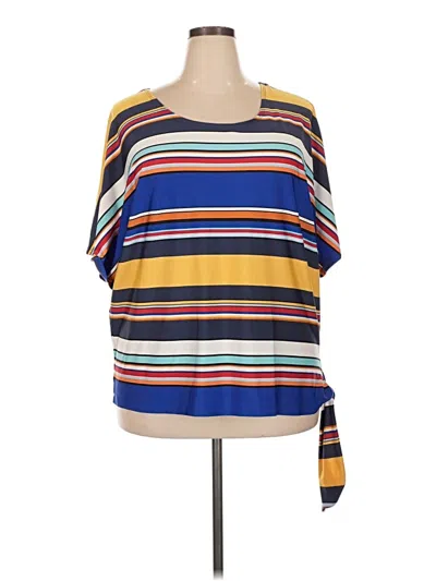Pre-owned Melissa Paige Short Sleeve Top Yellow One Shoulder Neckline Tops