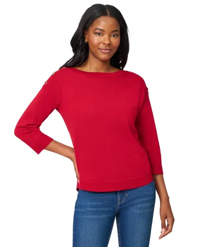 Melissa Paige Women's Boat-neck Button-shoulder Sweater In Red