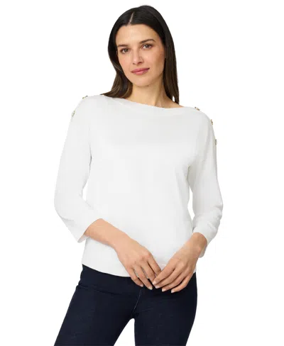 Melissa Paige Women's Boat-neck Button-shoulder Sweater In Red