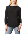 Melissa Paige Womens Button Rayon Blouse In Black