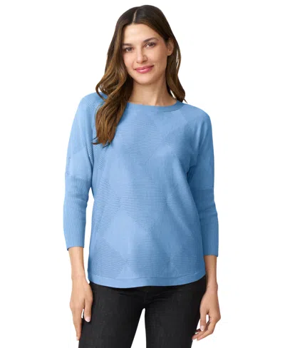Melissa Paige Womens Boat Neck Diamond Knit Dolman Sleeve Sweater Pxs Xl In Blue