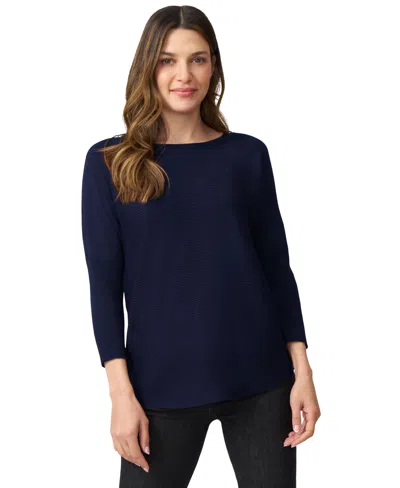 Melissa Paige Women's Boat-neck Diamond-knit Dolman-sleeve Sweater In Blue