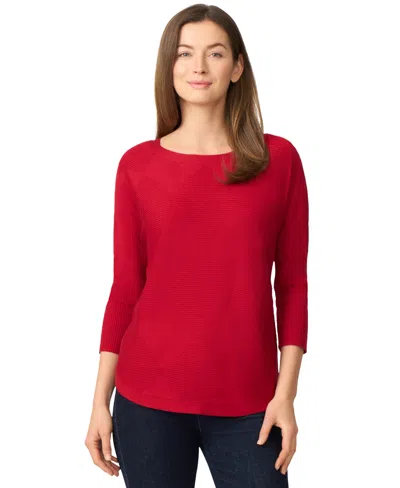 Melissa Paige Women's Boatneck Button-back Dolman-sleeve Sweater In Red