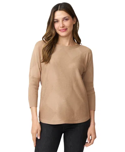 Melissa Paige Women's Boat-neck Diamond-knit Dolman-sleeve Sweater In Brown