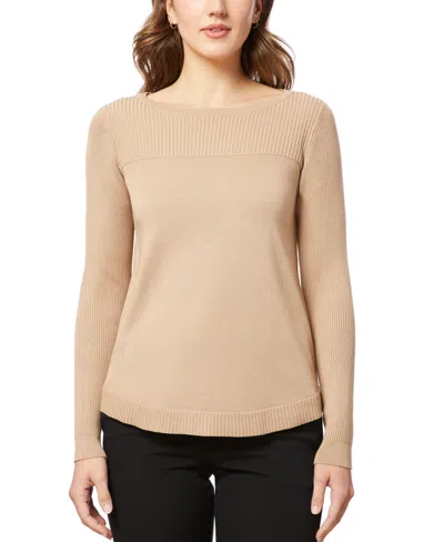 Melissa Paige Women's Boat Neck Long-sleeve Sweater In Camel Hair