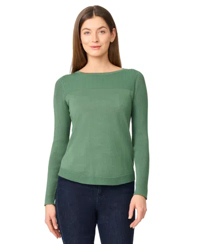 Melissa Paige Women's Boat Neck Long-sleeve Sweater In Green