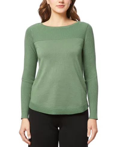 Melissa Paige Petite Wide-neck Long-sleeve High-low-hem Sweater In Myrtle