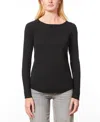 Melissa Paige Womens Button Rayon Blouse In Black