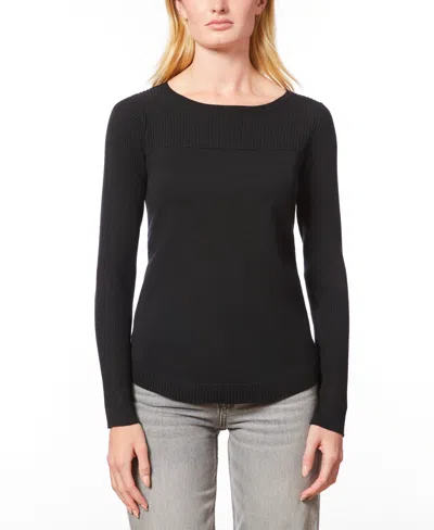 Melissa Paige Women's Boat Neck Long-sleeve Sweater In Jet Black