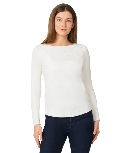 Melissa Paige Women's Boat Neck Long-sleeve Sweater In White