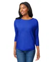 Melissa Paige Women's Boatneck Button-back Dolman-sleeve Sweater In Blue