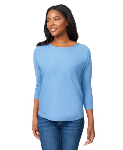 Melissa Paige Women's Boatneck Button-back Dolman-sleeve Sweater In Blue