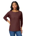 Melissa Paige Women's Boatneck Button-back Dolman-sleeve Sweater In Brown