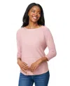 Melissa Paige Womens Crewneck Pointelle 3 4 Sleeve Lightweight Sweater Pxs Xl In Pink
