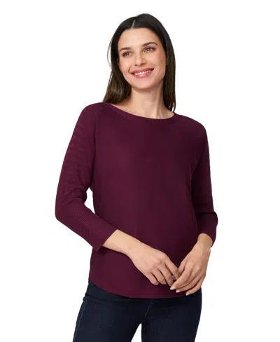 Melissa Paige Women's Boatneck Button-back Dolman-sleeve Sweater In Burgundy