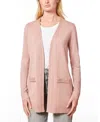 Melissa Paige Plus Womens Striped Knit Cardigan Sweater In Cashmere Blush