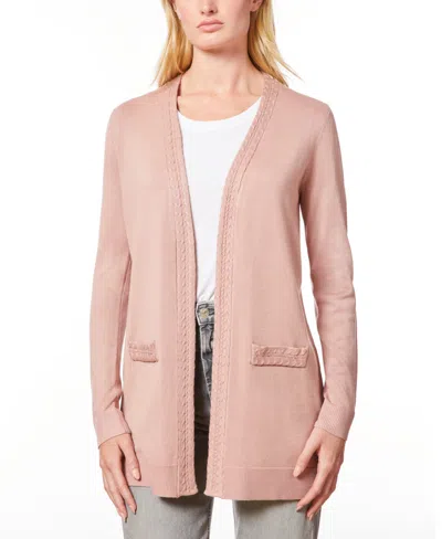Melissa Paige Plus Womens Striped Knit Cardigan Sweater In Jet Black