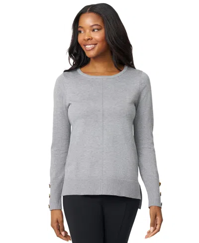 Melissa Paige Women's Button-cuff Lightweight Tunic Sweater In Gray