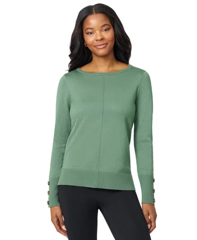Melissa Paige Women's Button-cuff Lightweight Tunic Sweater In Green