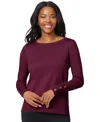 Melissa Paige Women's Button-cuff Lightweight Tunic Sweater In Red