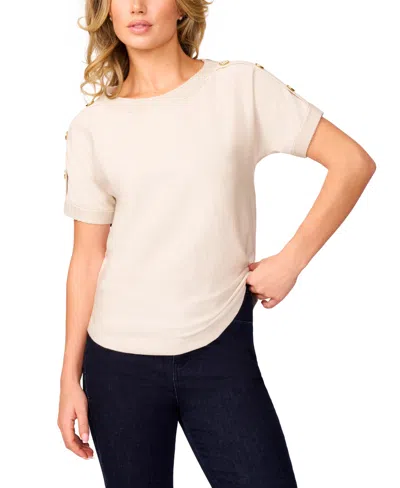 Melissa Paige Women's Button Detail Dolman Short-sleeve Sweater, Regular & Petite In Pumice Stone