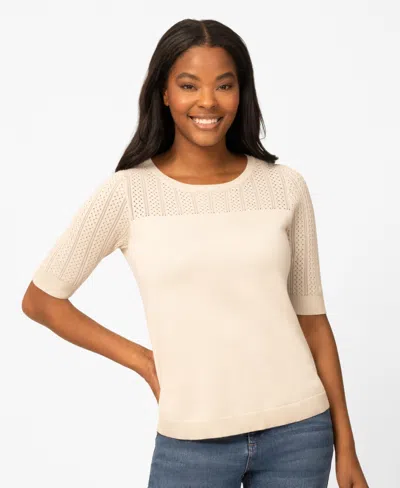 Melissa Paige Women's Cable Round Hem Sweater, Macy's Exclusive In White