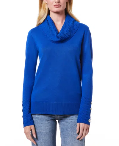 Melissa Paige Women's Chevron-trimmed Cowl-neck Sweater In Angelfish
