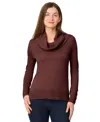 Melissa Paige Women's Chevron-trimmed Cowl-neck Sweater In Brown