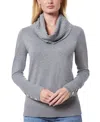 Melissa Paige Women's Chevron-trimmed Cowl-neck Sweater In Heather Grey
