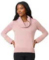 Melissa Paige Women's Chevron-trimmed Cowl-neck Sweater In Pink