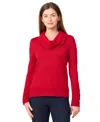 Melissa Paige Women's Chevron-trimmed Cowl-neck Sweater In Red
