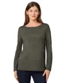 Melissa Paige Women's Contrast-trim Side-button Tunic Sweater In Gray