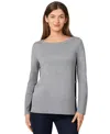 Melissa Paige Women's Contrast-trim Side-button Tunic Sweater In Gray