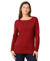 Melissa Paige Women's Contrast-trim Side-button Tunic Sweater In Red