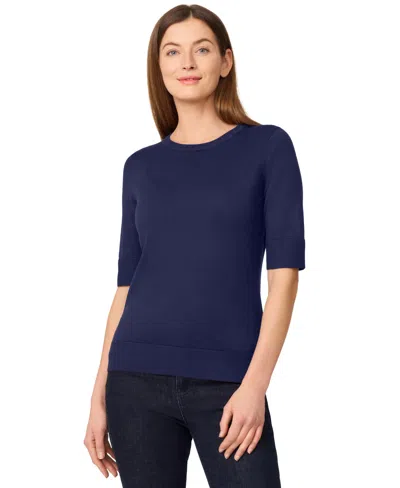 MELISSA PAIGE WOMEN'S CREW-NECK ELBOW-SLEEVE FINE-GAUGE SWEATER