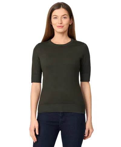 Melissa Paige Women's Crew-neck Elbow-sleeve Fine-gauge Sweater In Green