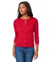 Melissa Paige Women's Petite Novelty Button-front Cardigan Sweater In Red