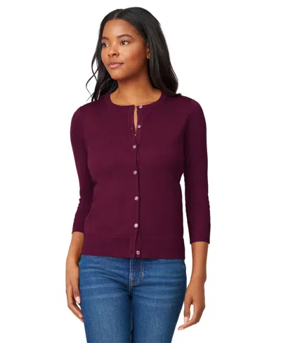 Melissa Paige Women's Crewneck Button-front Cardigan In Red