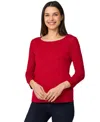 Melissa Paige Women's Wave-knit Scoop Neck 3/4-sleeve Sweater In Blue