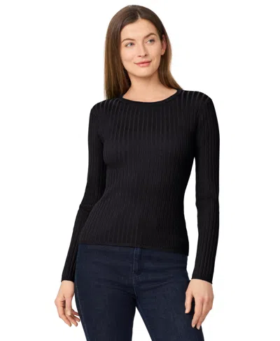 Melissa Paige Women's Crewneck Ribbed-knit Sweater In Black