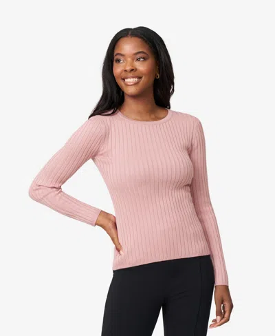 Melissa Paige Women's Crewneck Ribbed-knit Sweater In Pink