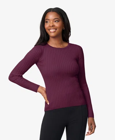 Melissa Paige Women's Crewneck Ribbed-knit Sweater In Burgundy