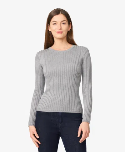 Melissa Paige Women's Crewneck Ribbed-knit Sweater In Gray